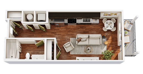 Floor plan for studio, 1 bath, 445 sqft